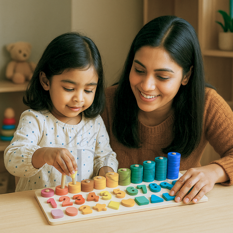 3-in-1 Number & Shape Sorting Board Game | Montessori Educational Toy for Kids 2+ Years – LetsAdore