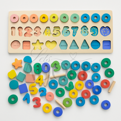 3-in-1 Number & Shape Sorting Board Game | Montessori Educational Toy for Kids 2+ Years – LetsAdore