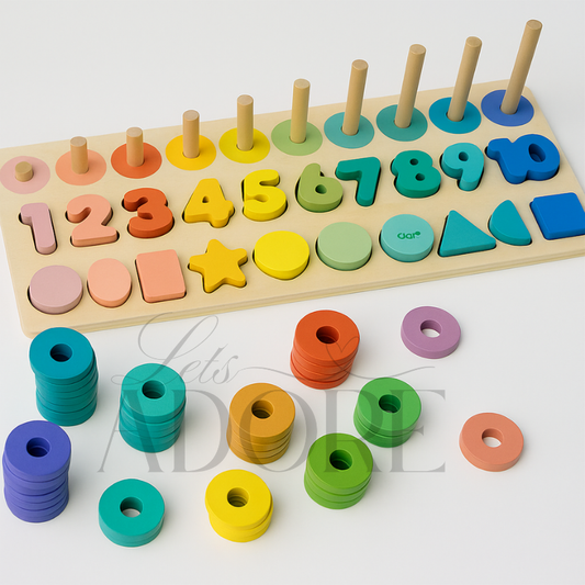 3-in-1 Number & Shape Sorting Board Game | Montessori Educational Toy for Kids 2+ Years – LetsAdore