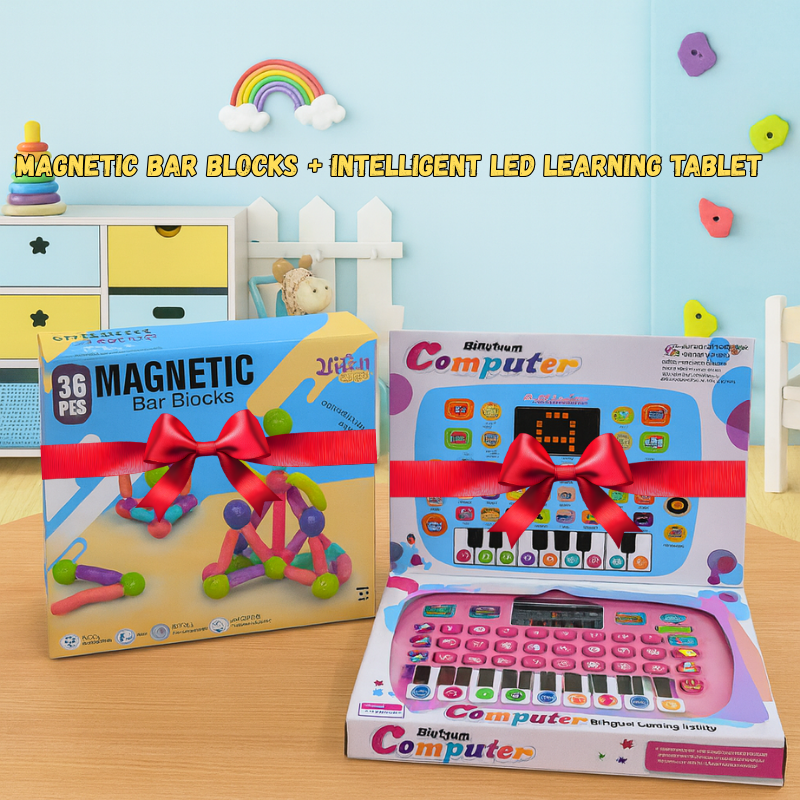 Early Education LED Tablet & Magnetic Sticks Construction Set | STEM Learning Combo for Kids- LetsAdore