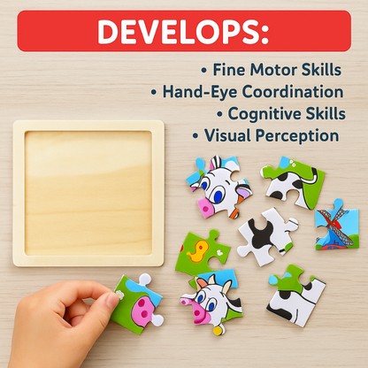 Wooden Vehicles Puzzle for Toddlers (1–3 Years) | Montessori Educational Puzzle Board | Early Learning Gift for Boys & Girls-(Pack of 4)